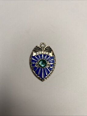 Police Shield Pendant Necklace - Blue and Teal Accent